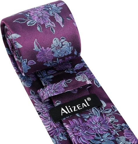 Vista 180 de Alizeal Mens 3.15inches Leaf Flower Pattern Tie with Floral Pocket Square Set