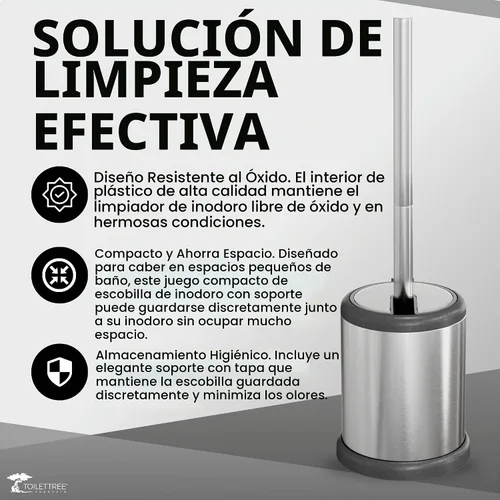 Vista 3 de ToiletTree Products Escobilla de inodoro con tapa, elegante cepillo y soporte para inodoro, juego de cepillos para inodoro con base pesada, cepillo