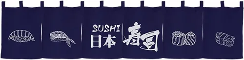 Vista 32 de Cortina de restaurante de estilo japonés para colgar en la puerta, cortina de tela Noren, decoración horizontal para sushi bar, Izakaya, 59 x 15.7