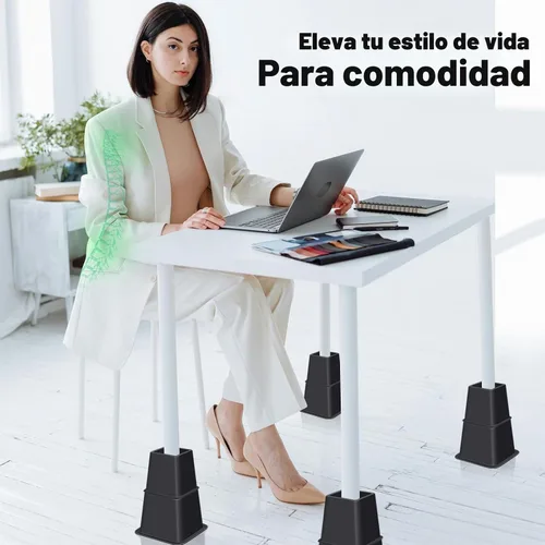 Vista 6 de Elevadores de cama de 8 pulgadas de alta resistencia, elevación en alturas de 3, 5, 8 pulgadas, elevadores de muebles ajustables para sillas, mesas