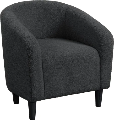 Vista 11 de Yaheetech Silla Accent tipo barril, silla de club de tela de pana, elegante sillón de sherpa peludo con acolchado suave y acogedor, adecuado
