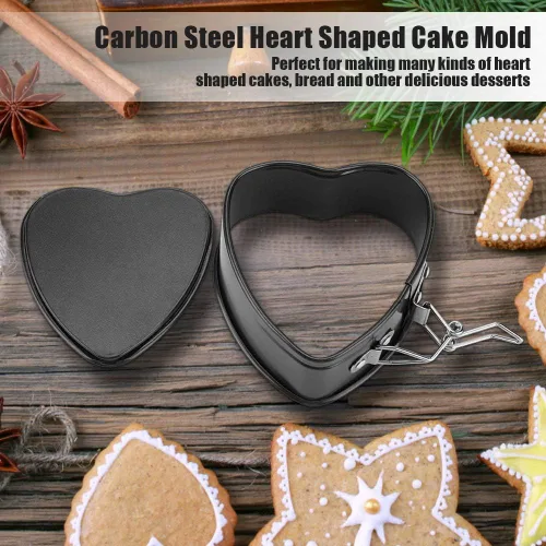 Vista 2 de Milltrip - Molde para tartas de corazón de 4 pulgadas, con parte inferior extraíble en forma de corazón Antiadherente, parte inferior extraíble