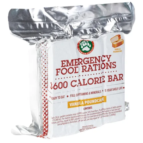 Vista 9 de Grizzly Gear Raciones alimenticias de emergencia, caja de diez barritas de vainilla de 3600 calorías, suministro de valor para 30 días, 4 semanas