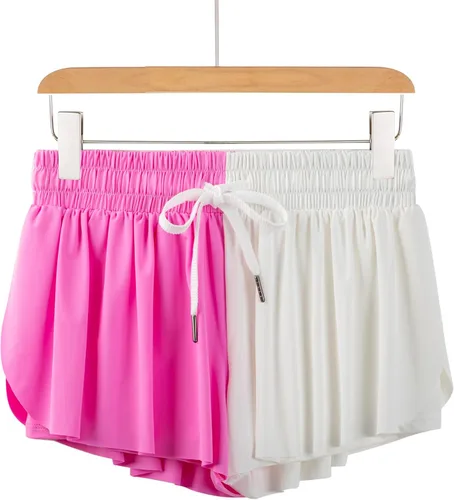 Vista 3 de Pantalones cortos atléticos fluidos para adolescentes, gimnasio, yoga, entrenamiento, correr, faldas de mariposa, lindas prendas de moda de verano