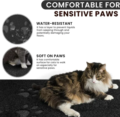 Vista 5 de Andalus Tapete Grande para Arena de Gatos, Paquete de 1 - Impermeable, Antideslizante y Fácil de Limpiar, Tapete para Caja de Arena de Gatos