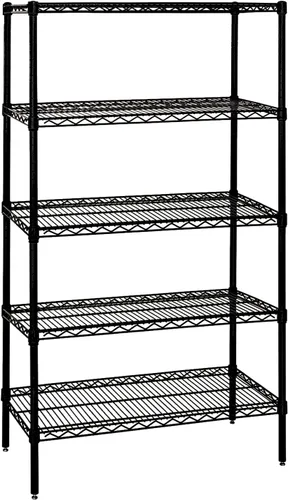 Vista 22 de Quantum Storage Systems WR74-1824BK Kit de inicio para estantería de alambre de 4 niveles de altura de 74 pulgadas, acabado negro, 18 pulgadas