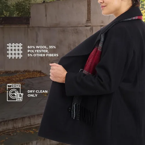 Vista 5 de LONDON FOG womens Plus-size Double Breasted Peacoat With Scarf