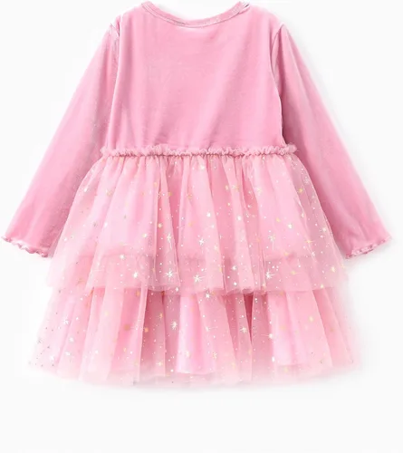 Vista 2 de Disney Vestido de tul de manga larga para bebé de princesa, disfraz de fiesta de cumpleaños