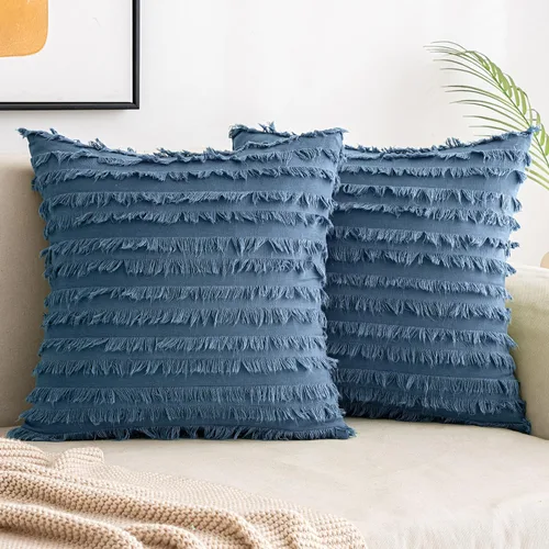 Vista 11 de MIULEE - Juego de 2 fundas de cojín decorativas de lino estilo bohemio, con patrón jacquard a rayas, para sofá, sillón, sala de estar y habitación