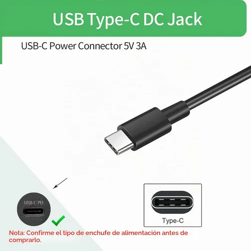 Vista 4 de 5V 3A USB C/Type-C Fuente de alimentación/Adaptador, Cable de alimentación de 5 voltios 3000mA Adaptador para Raspberry Pi 4 Modelo B 1GB/2GB/4GB