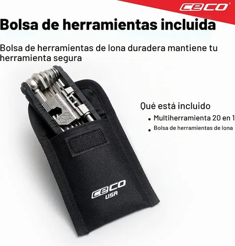 Vista 7 de CECO USA - Herramienta de bicicleta de 20 funciones con rompedor de cadena, multiherramienta para bicicleta, resistente, tamaño de bolsillo