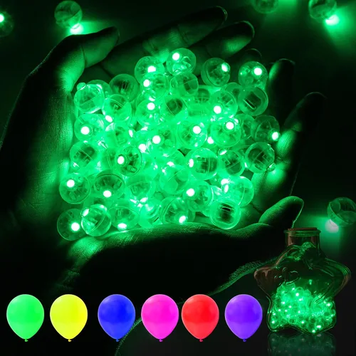 Vista 14 de AIKEI 50 globos de luz LED, mini bolas de luz, tiempo de espera prolongado, impermeable, luz LED para farol de papel, Pascua, Halloween, Navidad