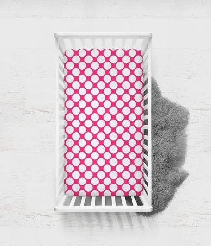 Vista 4 de Bacati - Sábana bajera ajustable para cuna, 100% algodón percal de One Large DOTS - Se adapta a colchones estándar de 28 x 52 x 5 pulgadas para cuna