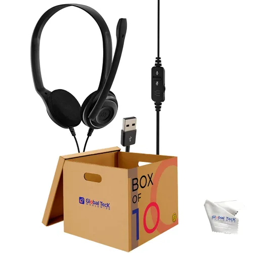 Vista 7 de EPOS - Auriculares USB mono USB para computadora con micrófono para aula, entrenamiento, centros de llamadas (paquete de 10) con paño de microfibra