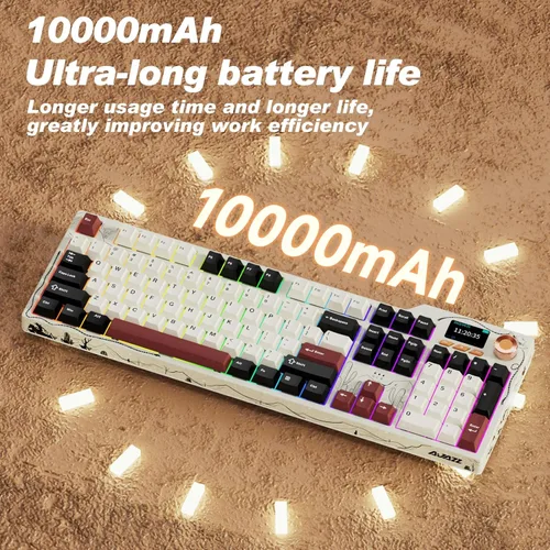Vista 6 de Ajazz AK35I V4 Customizable Wireless Gaming Mechanical Keyboard, Wired/Wireless 2.4G/BT, Gasket Structure, 10000mAh Battery, Full-Color RGB