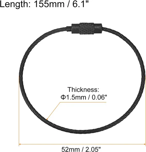 Vista 2 de uxcell Llaveros de cable, llaveros de alambre para cordones, llaveros