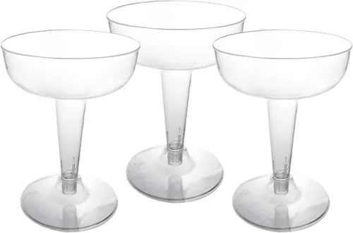 Vista 7 de Party Essentials Vasos desechables de plástico duro de dos piezas, 4 onzas, copas de cóctel para tostado, copas de champán transparentes, 20