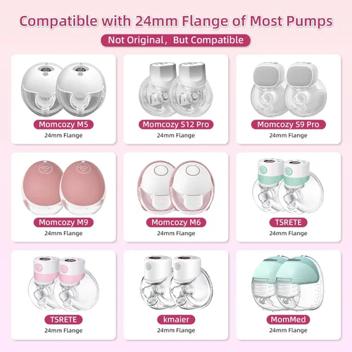 Vista 2 de Insertos de brida para Medela, Spectra, protectores/bridas de 24 mm, copas portátiles Willow compatibles con TSRETE, CPPSLEE, extractor de leche