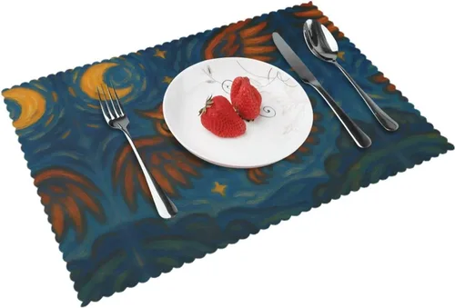 Vista 17 de Rectangular Placemats Set of 4, Heat Resistant Origami Fold Printed Kitchen Dining Table Mats