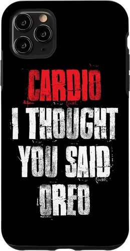 Vista 13 de Funda divertida de entrenamiento de gimnasio para iPhone 11 Pro Cardio I Thought You Said Oreo