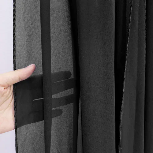 Vista 4 de Tela drapeada para arco de boda de 20 pies, 1 panel de cortinas de boda para arco largo negro, paneles de telón de fondo transparente de tela