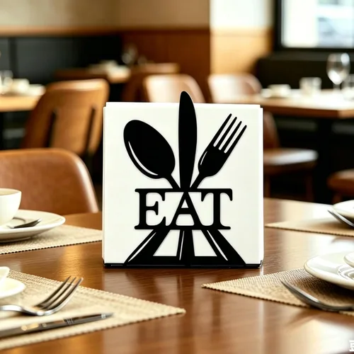 Vista 3 de Resama Servilletero de pie moderno para mesa, dispensador de servilletas de metal negro, tenedor, cuchara estilo servilletero, adecuado para cocina