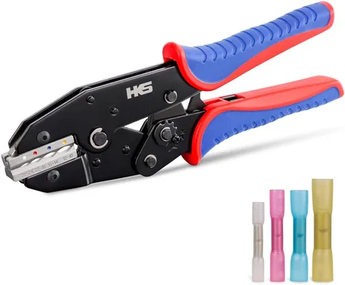 Vista 16 de HKS Herramienta de Engaste para Manguitos, Terminales de Virola y Extremo de Cable de Pin - Engastadoras de Cables con Trinquete - AWG 3-1/0