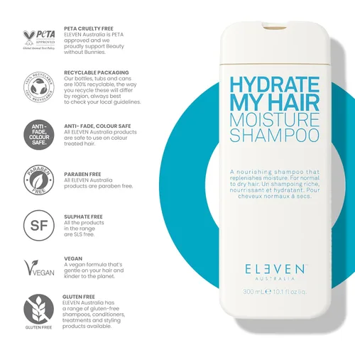 Vista 5 de ELEVEN AUSTRALIA Hydrate My Hair Shampoo El mejor champú hidratante para cualquier clima