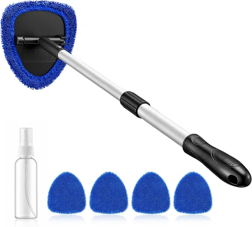 Vista 10 de AstroAI - Limpiador de parabrisas, limpiador de microfibra para ventanas de automóviles con 4 almohadillas de microfibra reutilizables, lavables