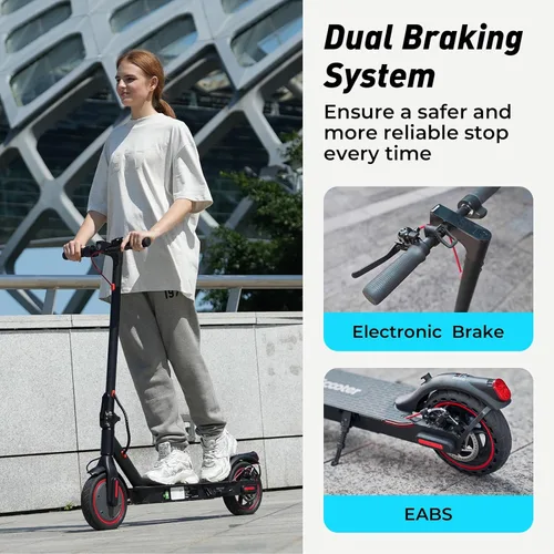 Vista 3 de iScooter Scooter eléctrico 2025, rango máximo de 18 millas, velocidad máxima de 19 mph, scooter eléctrico plegable con neumático sólido de 8.5