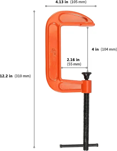 Vista 2 de 8 abrazaderas C, abrazadera C de acero resistente de 4 pulgadas, juego de abrazaderas en C de resistencia industrial para carpintería, soldadura
