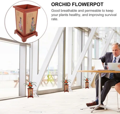 Vista 8 de Happyyami 4 juegos de macetas de orquídeas grandes macetas de cerámica para cactus maceta decorativa para suculentas, maceta redonda grande