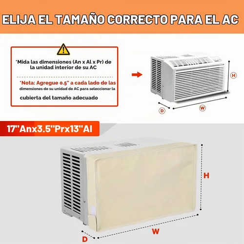 Vista 2 de Window Air Conditioner Covers for Inside 17"W x 13"H x 3.5"D, Beige