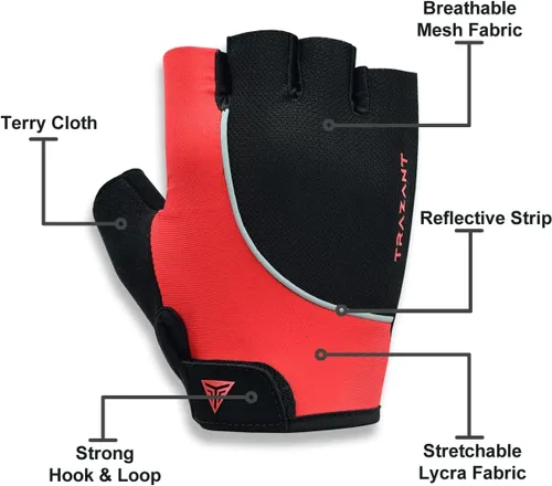 Vista 6 de Guantes de ciclismo de medio dedo, guantes de bicicleta antideslizantes de gel acolchados que absorben los golpes, guantes de ciclismo para hombres