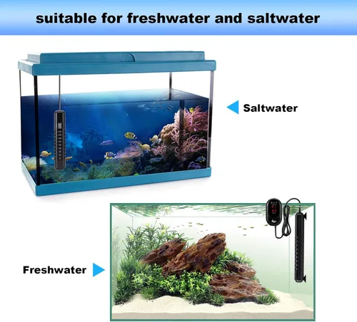 Vista 6 de AQQA Calentador sumergible para acuario, calentador de tanque de peces de 100 W/200 W/300 W/500 W/800 W/1000 W/1200 W, controlador de temperatura