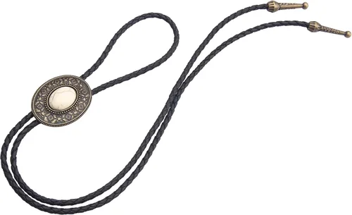 Vista 20 de Jeilwiy Corbata de bolo para hombre, corbata de vaquero occidental, collar de corbata de bolo dorado, corbata de cuero, corbata de Halloween