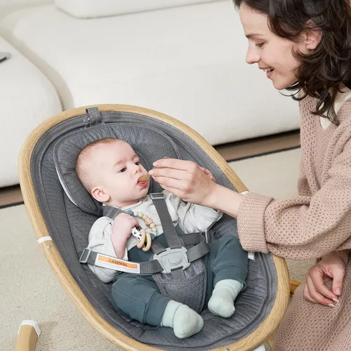 Vista 6 de Columpios de bebé para bebés, columpio eléctrico para recién nacido con 5 velocidades, 10 canciones de cuna, apto para 0-6 meses