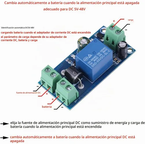 Vista 4 de Módulo de conmutación de batería de respaldo de CC 5V ~ 48V 10A Cargador de batería Adaptador de interruptor automático Módulo controlador