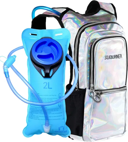 Vista 17 de SoJourner Bags, Rave Hydration Pack - Bolsa de agua de 2L incluida, para festivales, raves, senderismo, ciclismo, fiestas, escalada, carrera y más