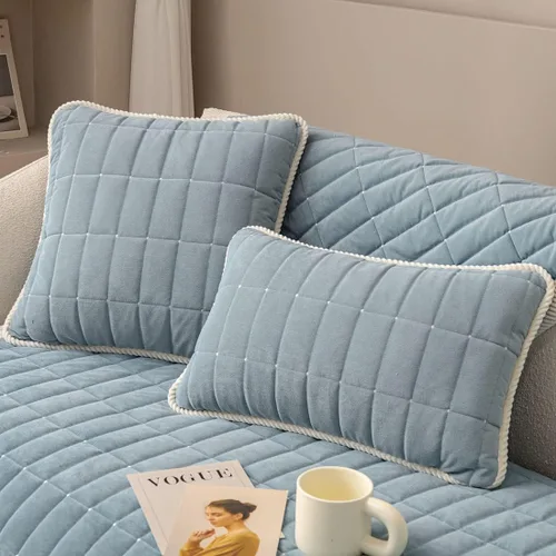 Vista 14 de vctops Funda de sofá acolchada de terciopelo con diseño de cuadros supersuave y antideslizante para sofá seccional, funda de sofá de estilo granja