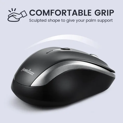 Vista 2 de Perixx PERIMICE-721IB - Ratón ergonómico inalámbrico, diseño óptico de 5 botones, clics silenciosos, compatible con PC de escritorio y portátil