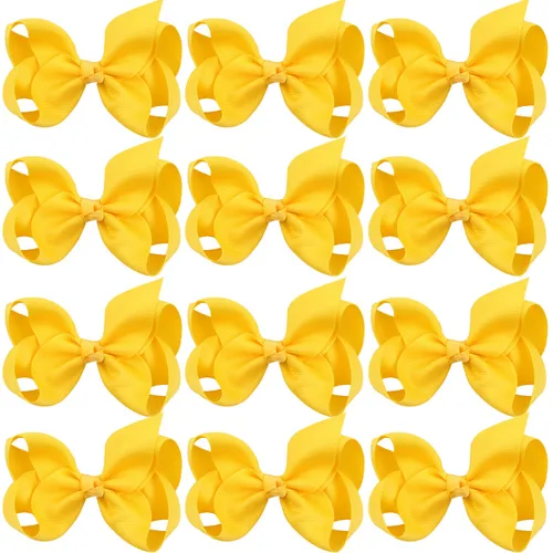 Vista 11 de Lazos para el cabello de 4 pulgadas para niñas y bebés, 12 unidades, color sólido (verde manzana)