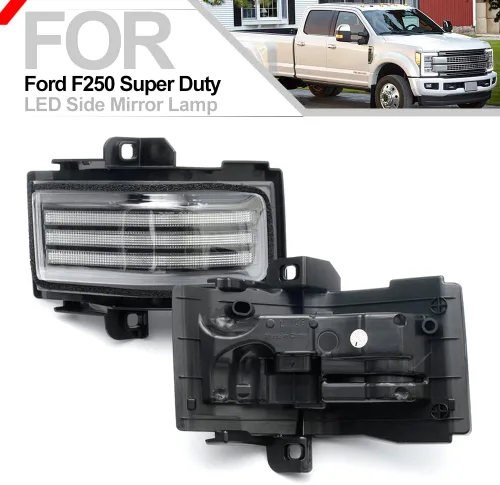 Vista 3 de Conjunto de luces LED para espejo lateral para Ford F-150 F-250 F-350 F-450 F-550 Super Duty 2015-2023 LED de remolque manual plegable espejo