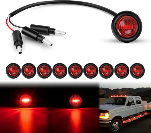 Vista 38 de Nilight Luz de marcador redonda de 3/4 pulgadas, 10 unidades, luz LED ámbar de separación, 2 conectores, indicadores laterales, luces de bala IP68
