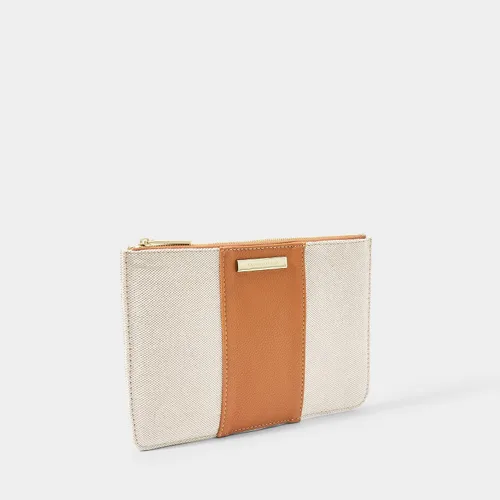 Vista 2 de KATIE LOXTON Amalfi - Bolsa de mano mediana de lona y cuero vegano para mujer, color crema y marrón, Marrón