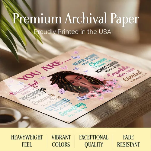 Vista 5 de Arte de Pared Afroamericano ENMARCADO - Regalos Cristianos para Mujeres, Mujeres Afroamericanas - Arte Negro de Inspiración - Escritura Espiritual