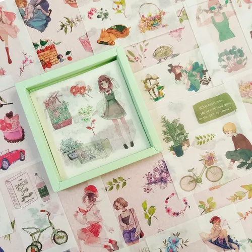Vista 9 de Conjunto de calcomanías lindas de animales (100 hojas) - Kawaii transparentes de PET de dibujos animados decorativos para álbum de recortes, diario