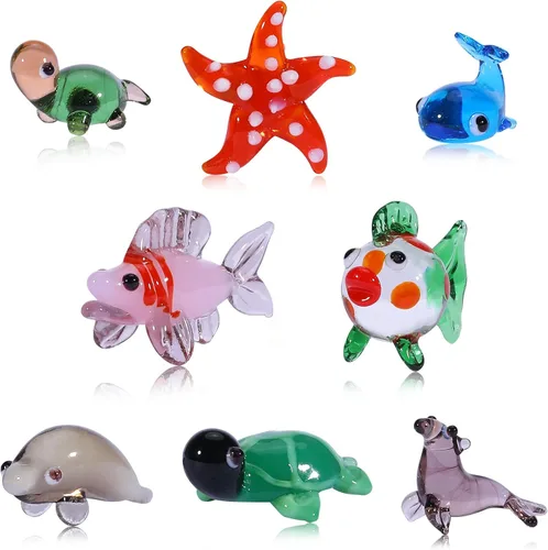Vista 10 de 8 Figuras de Vidrio Soplado a Mano Figuras de Animales de Vidrio Estatua de Pájaro Pequeño de Vidrio Figuras de Pájaros de Vidrio Incluye Pájaros