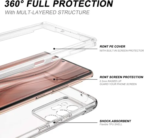 Vista 2 de SURITCH Funda transparente para Samsung Galaxy Note 20 Ultra (solamente) de 6.9 pulgadas, [protector de pantalla integrado], protección de cuerpo