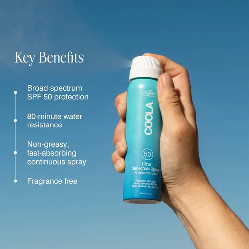 Vista 3 de COOLA Organic Sunscreen SPF 50 Sunblock Spray, Dermatologist Tested Skin Care for Daily Protection, Vegan and Gluten Free, Fragrance Free